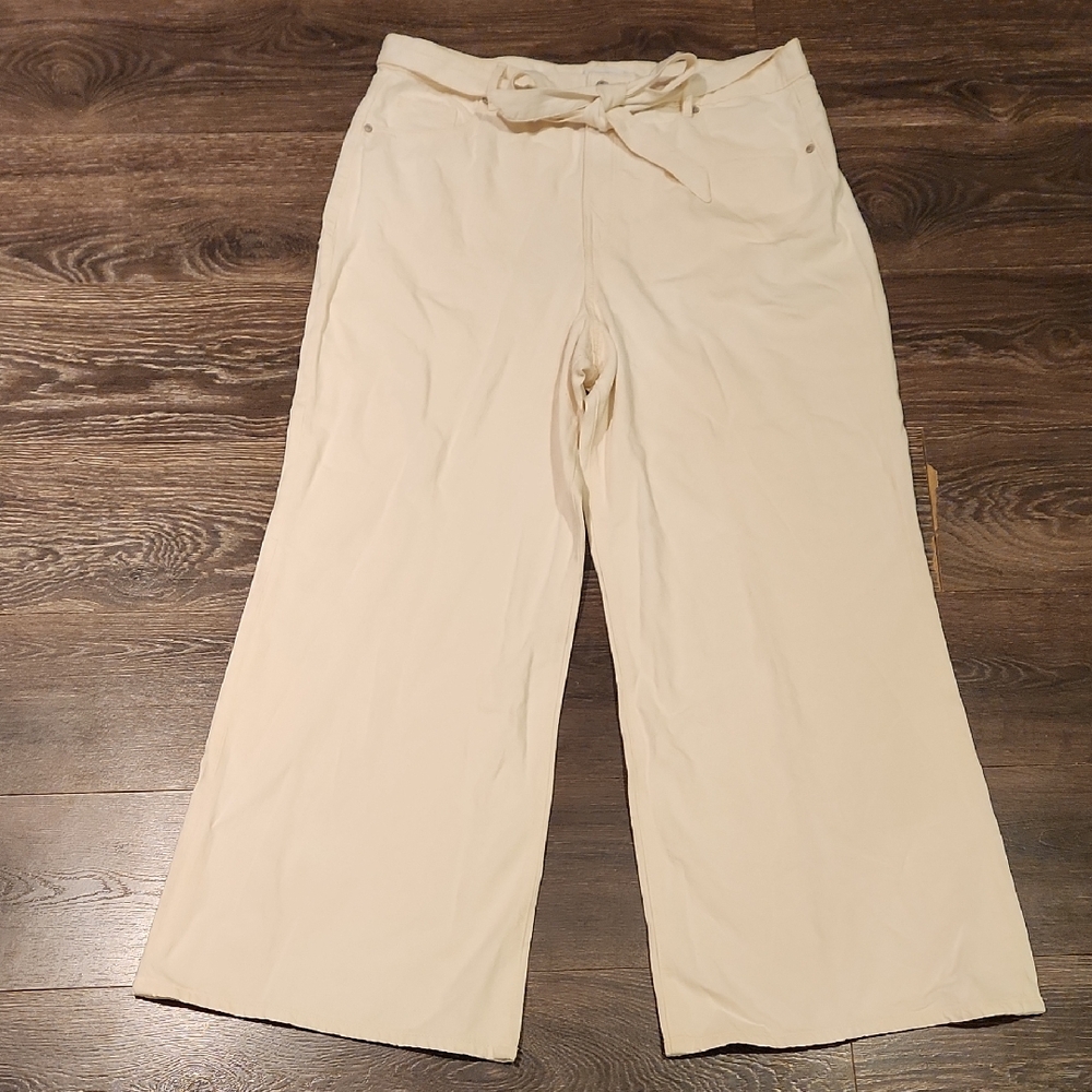 ❤️ NWOT! LOFT HIGH RISE WIDE LEG PALAZZO JEANS IN ECRU, 18 (34) - Picture 4 of 12
